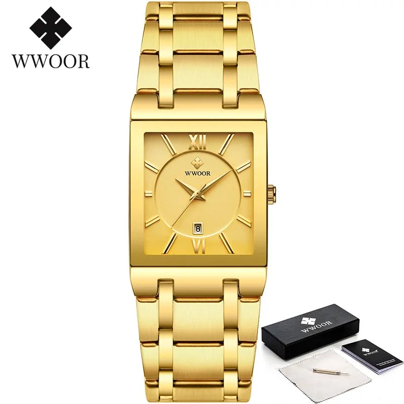 Gold Square Men's Quartz Watch