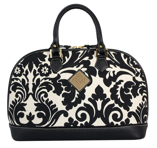 Antonia Leather Handbag- Black & White Print