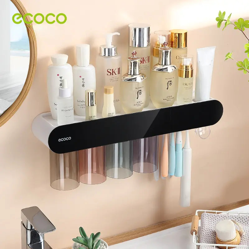 ECOCO 2/3/4 Cups Magnetic Adsorption Toothbrush Holder Automatic Squeezer