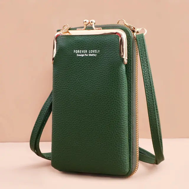 Soft Leather Cell Phone Purse Crossbody Shoulder Strap Handbag