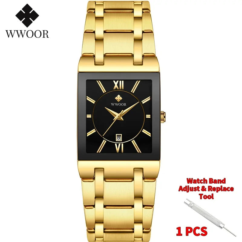 Gold Square Men's Quartz Watch