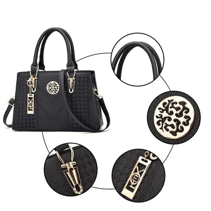 High-Quality Embroidered Leather Women's Messenger Handbag