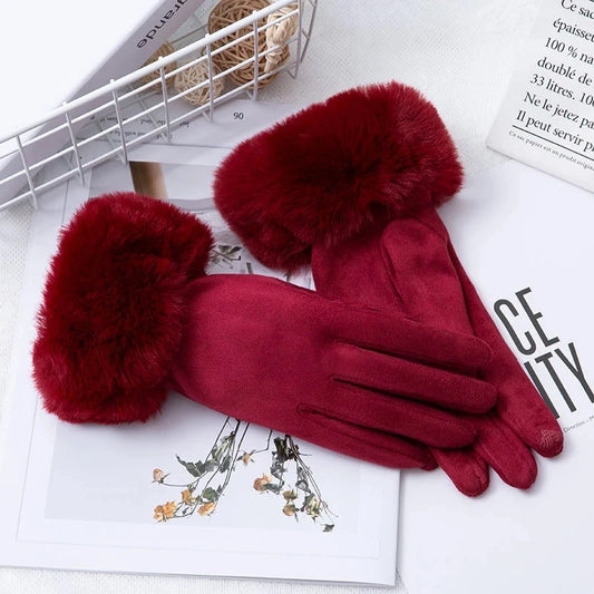 Suede Leather Sports  Warm Gloves