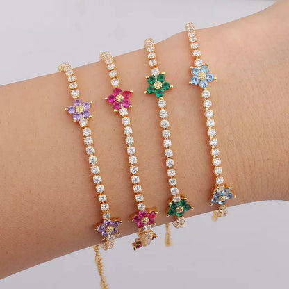 Bracelets à fleurs colorées arc-en-ciel pour femmes