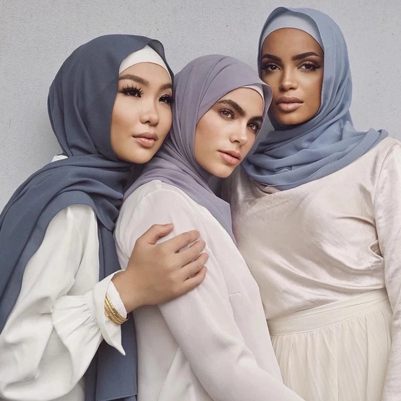 Pañuelo de gasa liso para mujer, hiyab instantáneo listo para usar, chal musulmán, hiyab islámico, pañuelos árabes para la cabeza, moda 2021