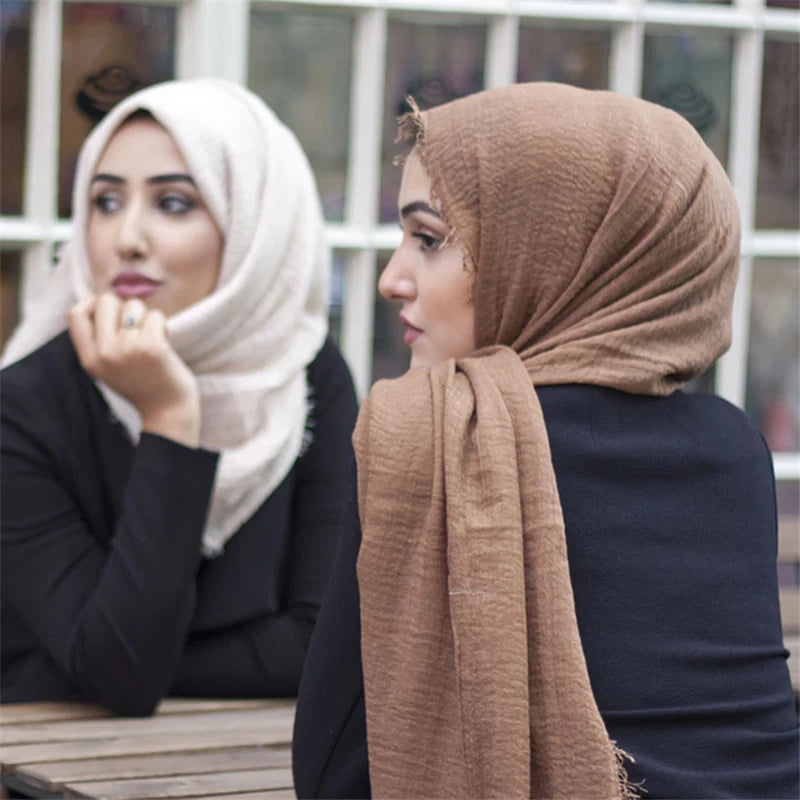 180X95CM mujeres clásico musulmán arrugado Hijab bufanda de algodón suave pañuelos para la cabeza turbante chales envuelve diadema islámica mujer musulman