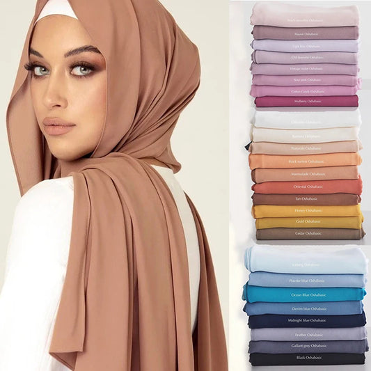 Foulard en mousseline de soie solide pour femmes, prêt à porter, Hijab instantané, châle musulman, islamique, arabe, à la mode, 2021
