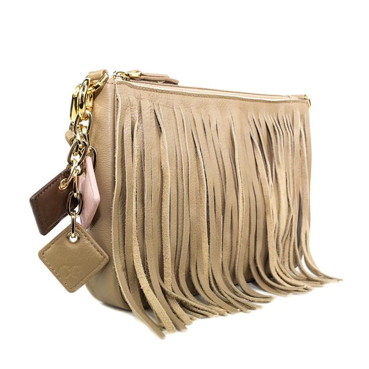 Willow Fringe Leather Handbag-Tan