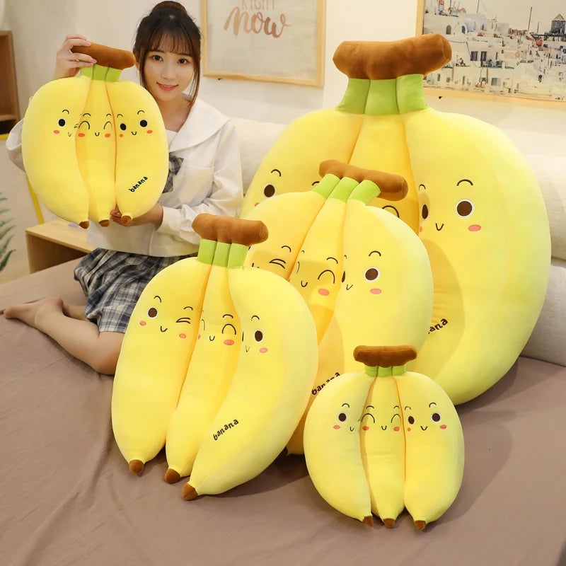 Oreiller en peluche banane de dessin animé créatif