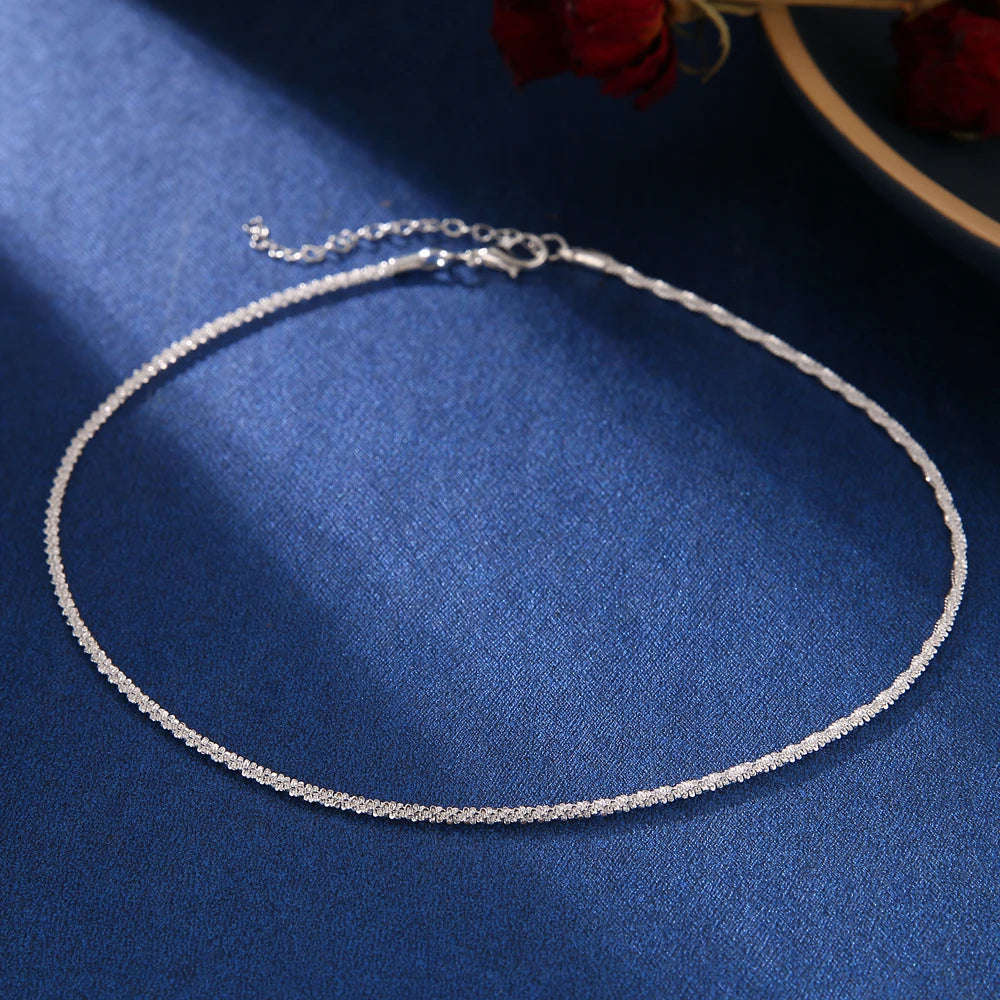 Silver Color Soft Choker Necklace For Women's