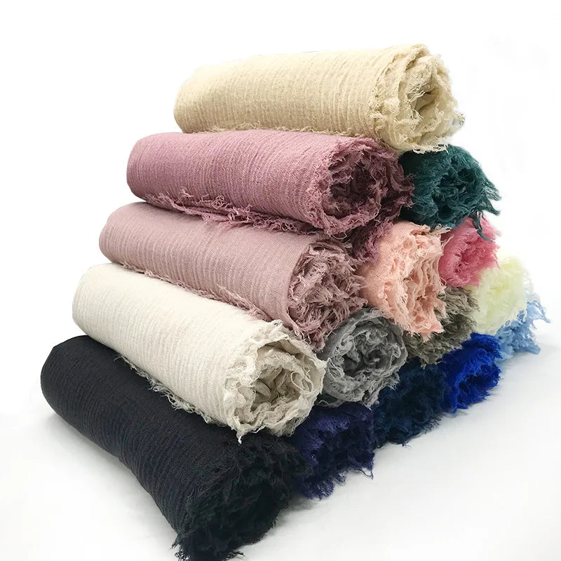 180X95CM femmes classique musulman froissé Hijab écharpe doux coton foulards Turban châles enveloppes islamique bandeau Femme Musulman