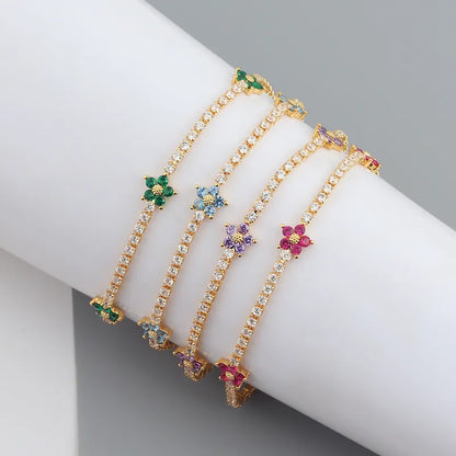 Rainbow Colorful Flowers Bracelets For Women's