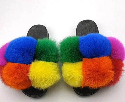 Hot Custom Faux Fur Fluffy Sandals For Women's