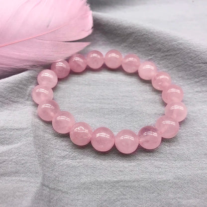 Pulsera de cristal rosa en polvo rosa para mujer