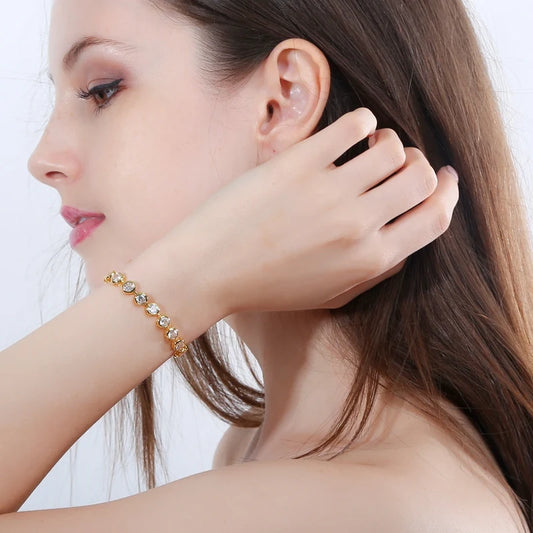 Preciosas pulseras doradas de forma redonda para mujer