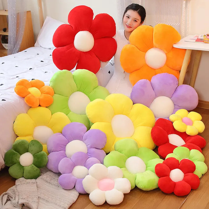 Oreiller en peluche à fleurs en fourrure pour la décoration de la maison et les enfants