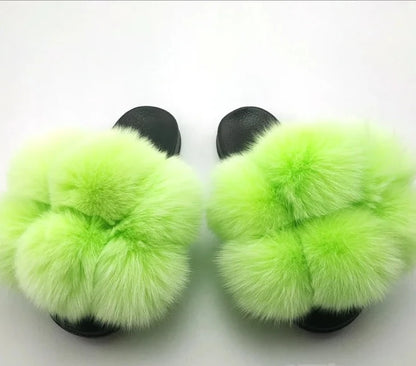 Hot Custom Faux Fur Fluffy Sandals For Women's