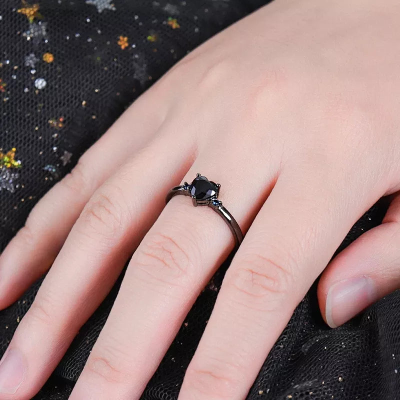 Bague coeur noir à la mode pour femmes