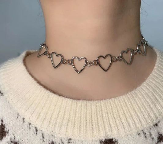 Sweet Love Heart Choker Necklace For Women's