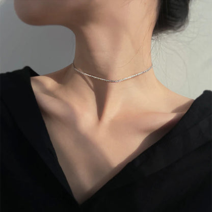 Silver Color Soft Choker Necklace For Women's