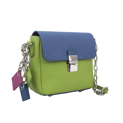 Tiny Leather Handbag -Blue/Lime (Option 1)