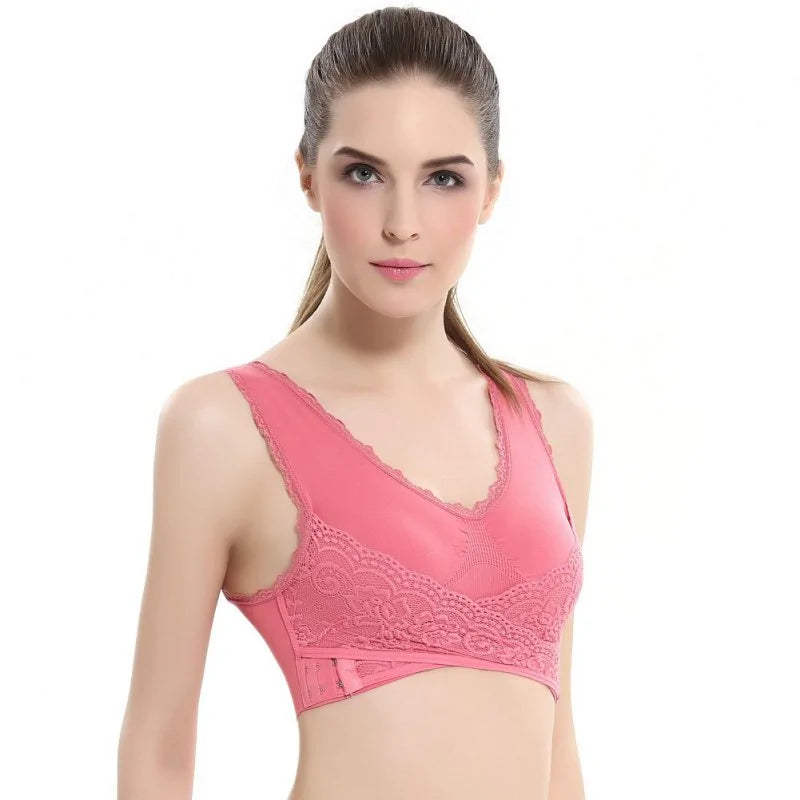 Women Front Cross Side Buckle Comfortable Bra