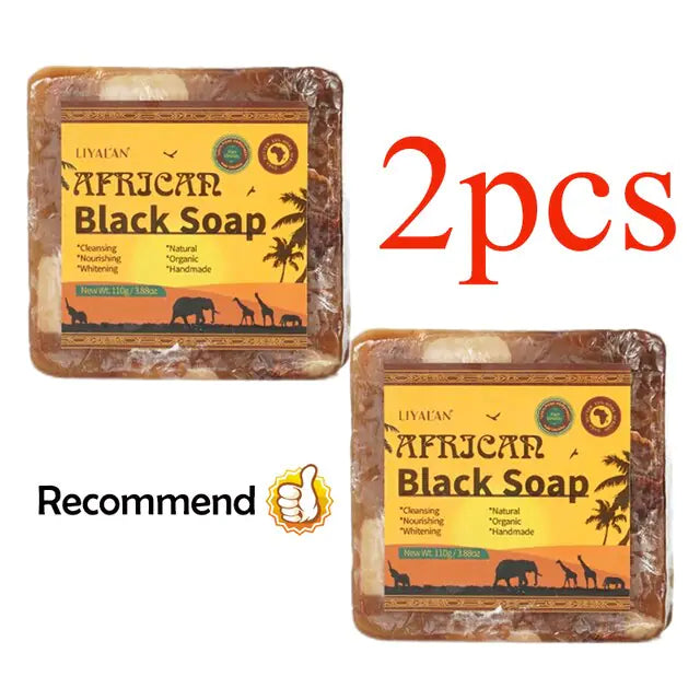 Handmade African Black Soap Duo