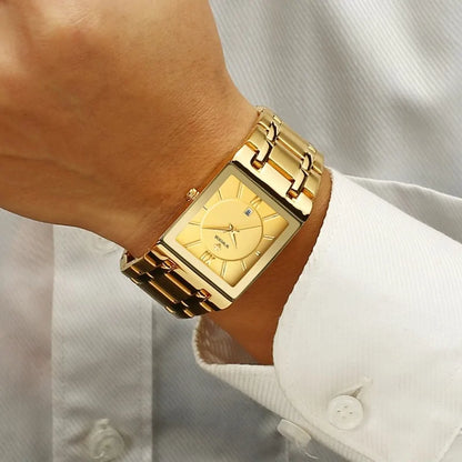 Gold Square Men's Quartz Watch