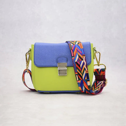 Tiny Leather Handbag -Blue/Lime (Option 1)