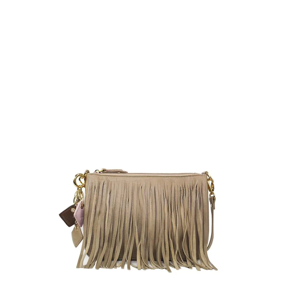 Willow Fringe Leather Handbag-Tan