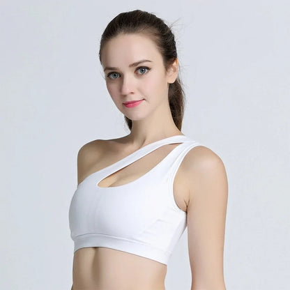 One-Shoulder Yoga Sports Bra: Sexy, Wire-Free, Push-Up Crop Top