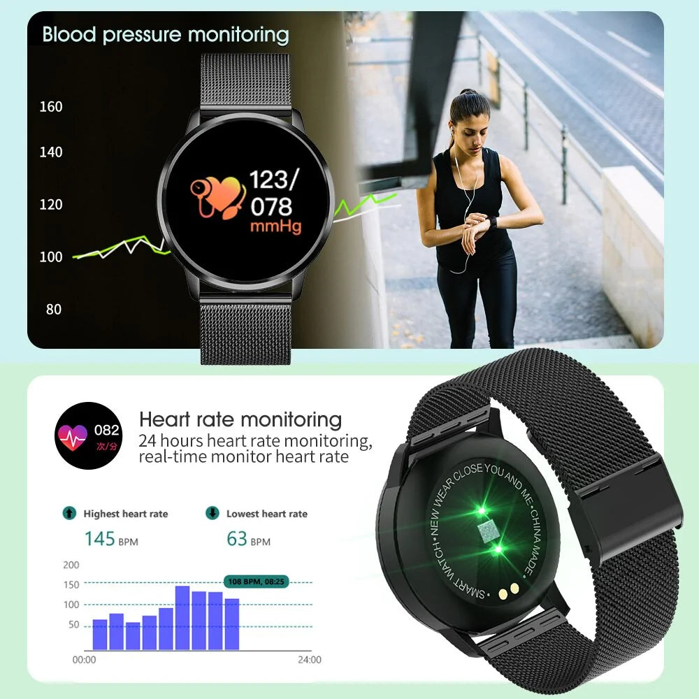 Q8 OLED Color Screen Smart Fitness Watch with Heart Rate Monitor