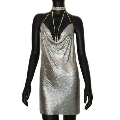 Vestido de discoteca sexy sin espalda para mujer