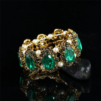 Bracelet en or avec grosse pierre et cristal pour femme