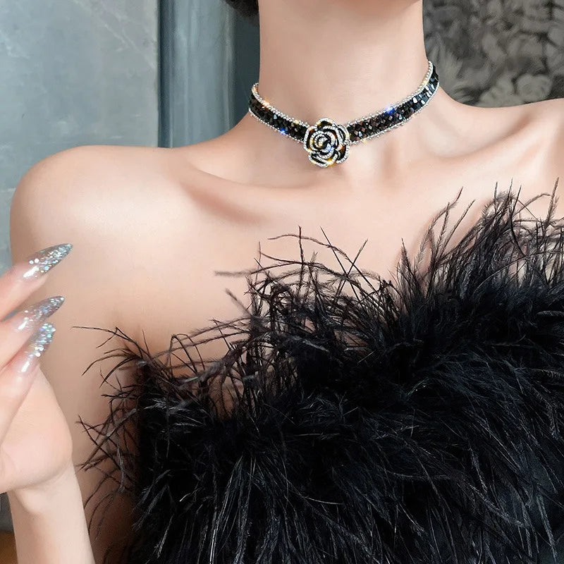 Collares de cristal con flores de perlas de diseño de lujo para mujer