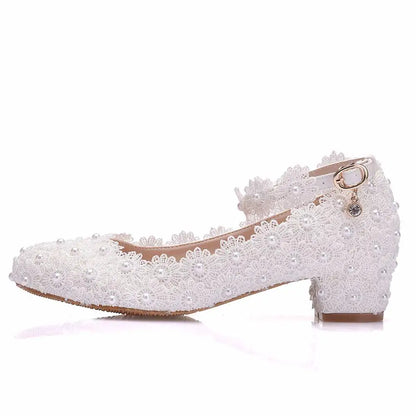 White Lace Sexy High Heels For Women's