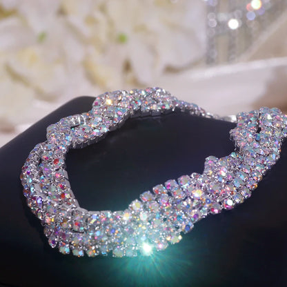 Pulsera de lujo con diamantes de imitación brillantes para mujer