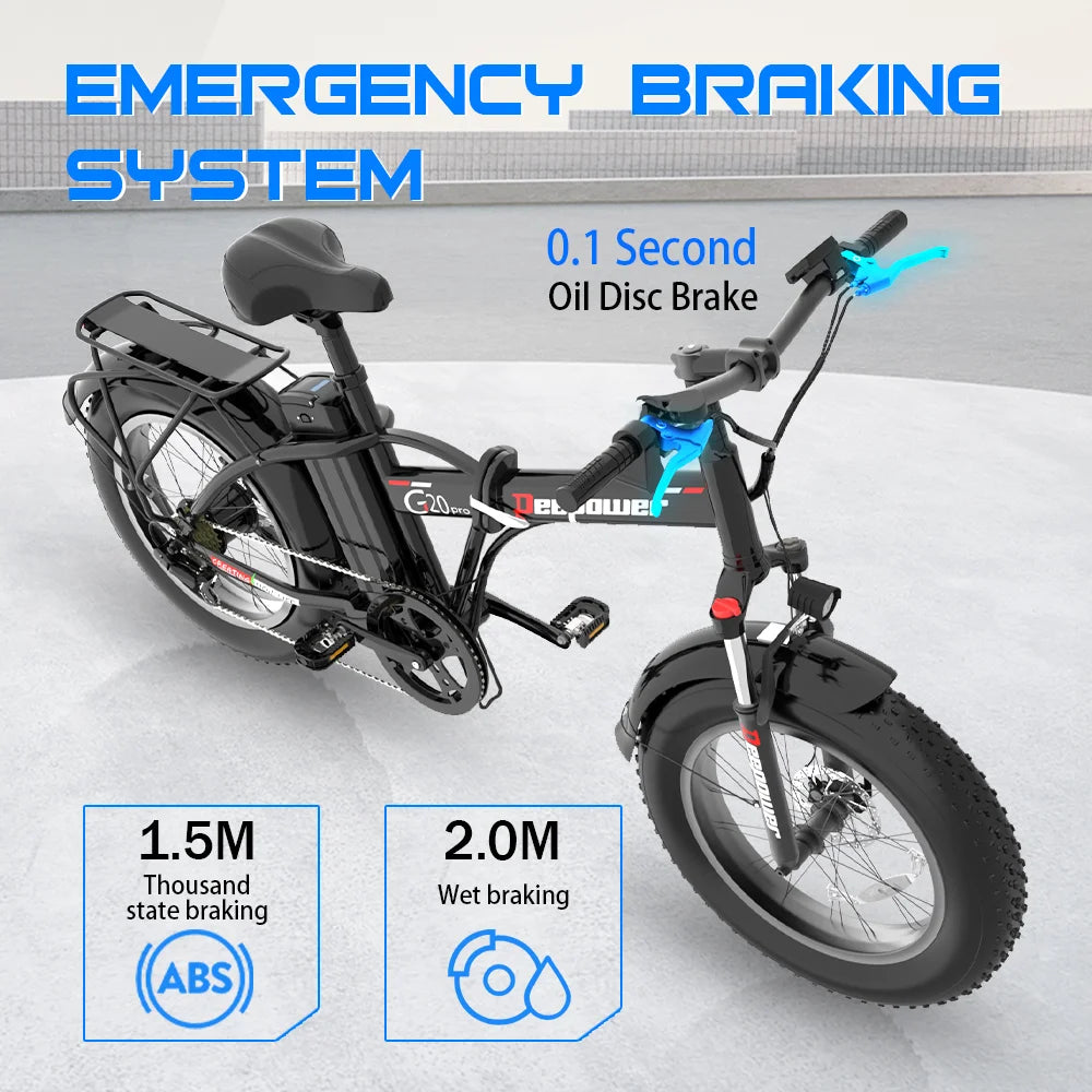 2000W Electric Bicycle 20INCH Ebike 48V 25AH Lithium Battery Mechanical Disc Brake 1000W Electric Bike Fat Tire Folding E bike