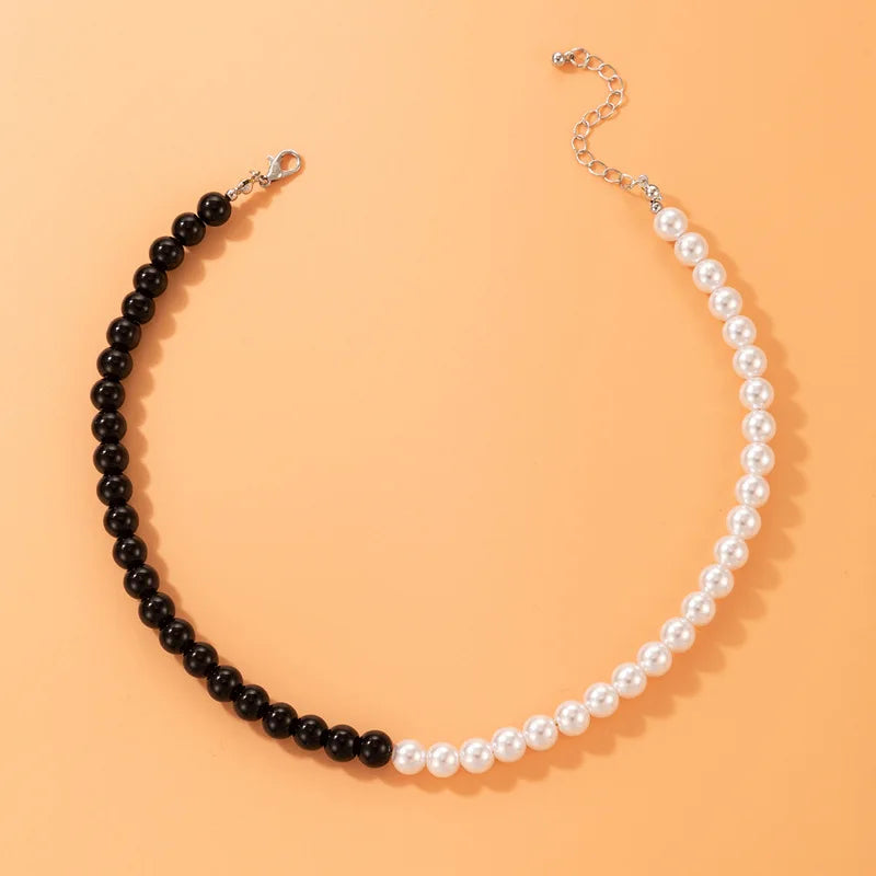 Pearl Black & White Choker Necklace For Women's