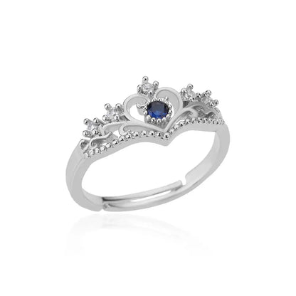 Bagues couronne en zircon bleu pour femmes