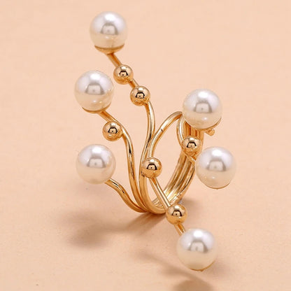 Fashion Elegant Double Layer Pearl Ring For Women's