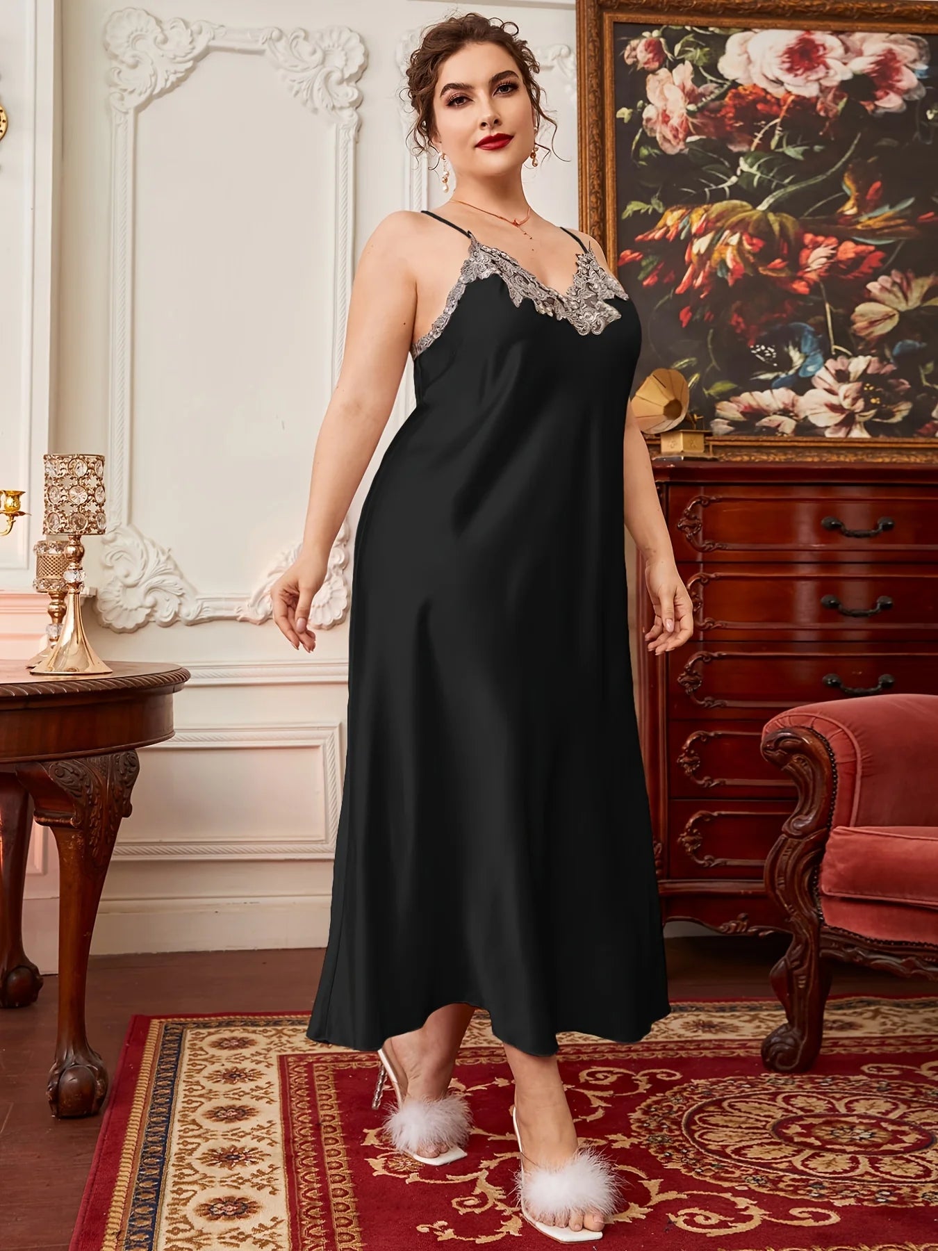 Robe de chambre sexy à col en V pour femme