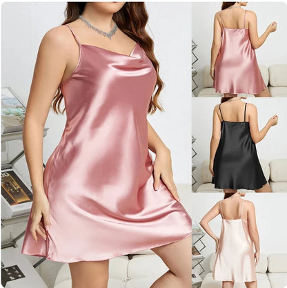 Robe de chambre sexy en satin rose pour femme