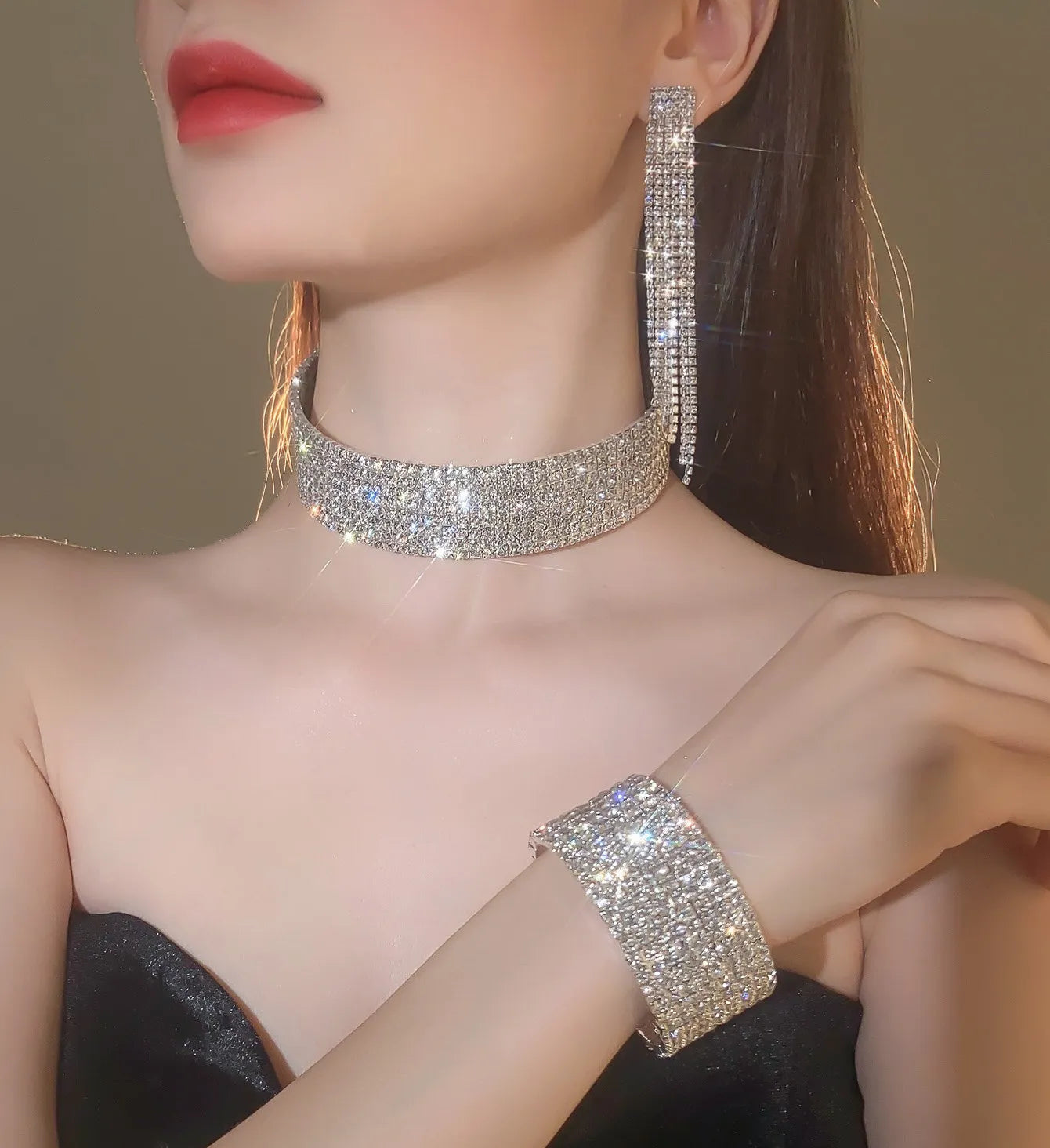 Cadena de cristal brillante de moda para mujer