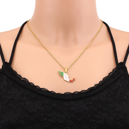 Mexico Map Flag Pendant Necklace For Women's