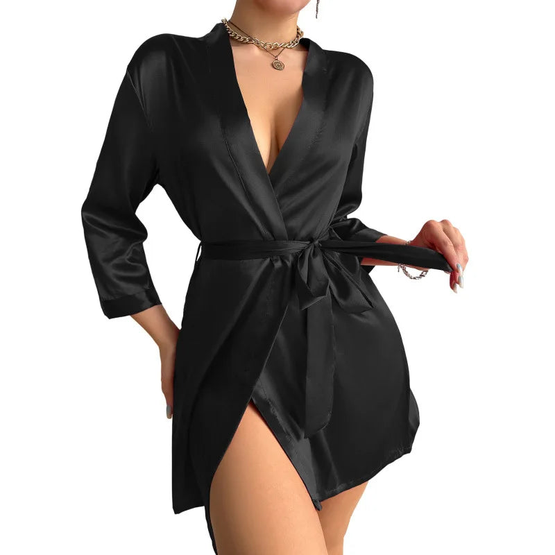 V-Neck Short Satin Pajamas For Women's