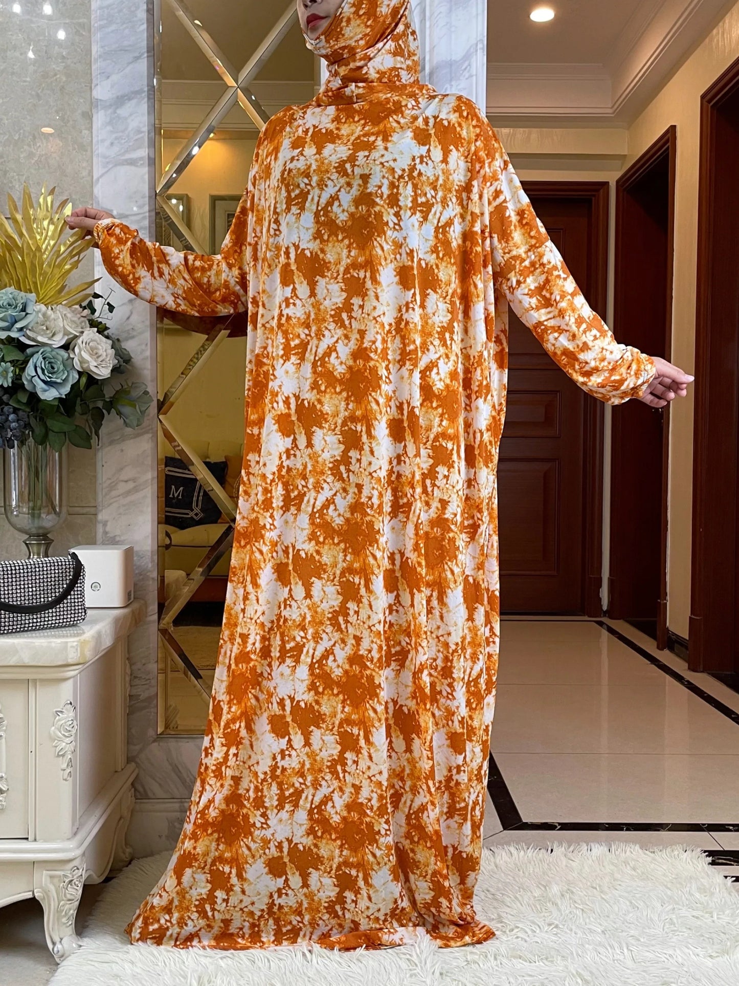 Vestido de oración floral musulmán para mujer