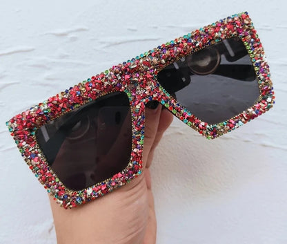 Square Diamond Bling Sunglasses For Women's