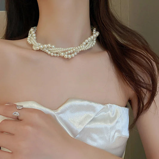 Colliers ras du cou en perles pour femmes