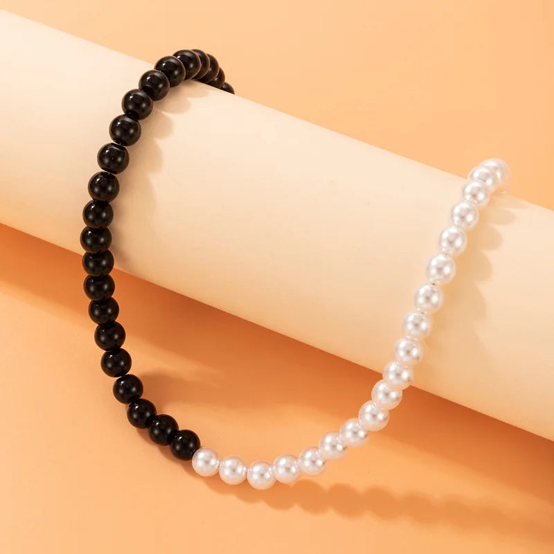 Pearl Black & White Choker Necklace For Women's